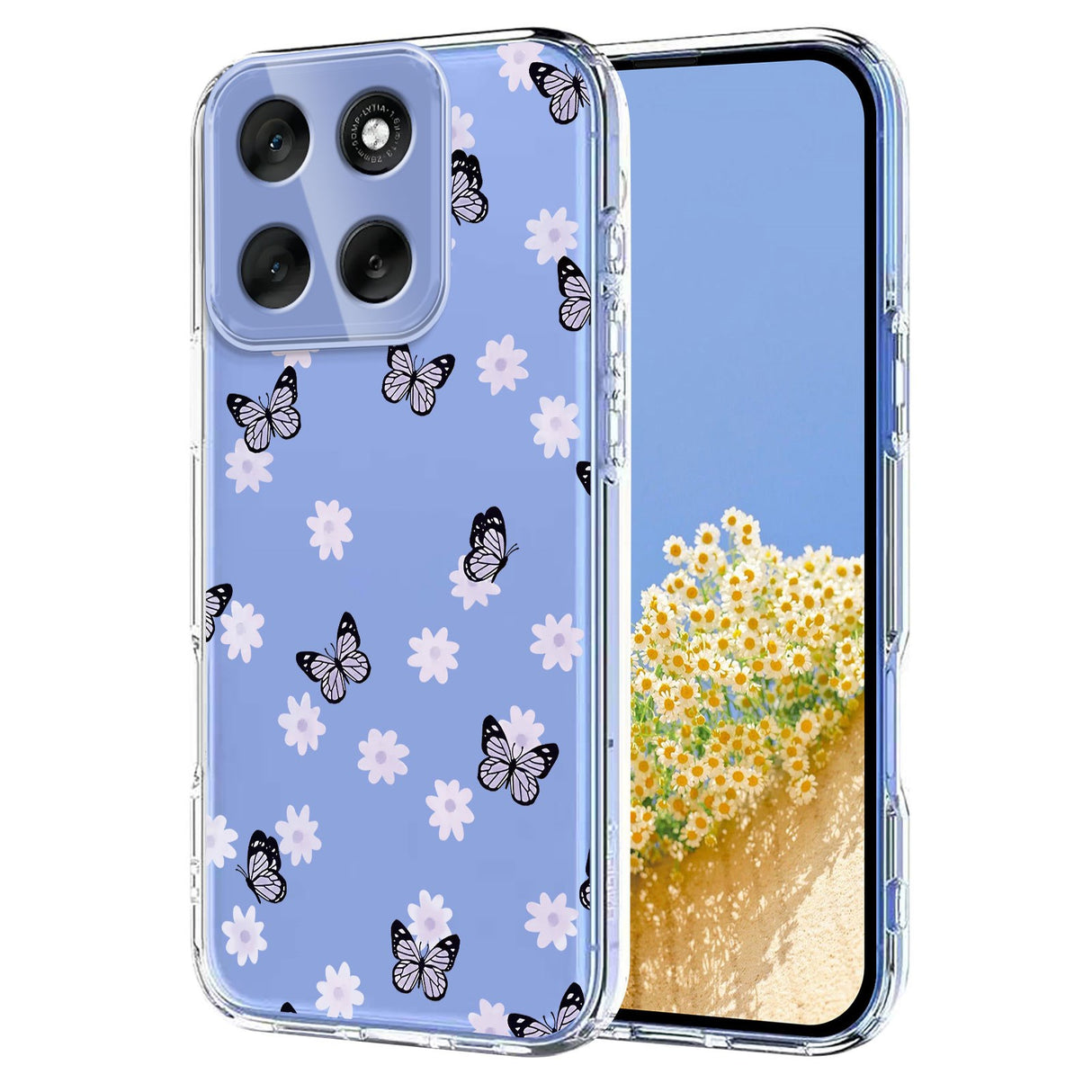 EIDERWOOD Motorola Moto G56 Flexible Plastic Case with Floral Motif - Transparent / Butterflies
