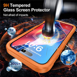 iPhone 18 Pro / 17 Pro Hybrid Plastic Case with Built-In Screen Protector - MagSafe Compatible - Transparent / Orange