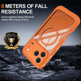 iPhone 18 Pro / 17 Pro Hybrid Plastic Case with Built-In Screen Protector - MagSafe Compatible - Transparent / Orange