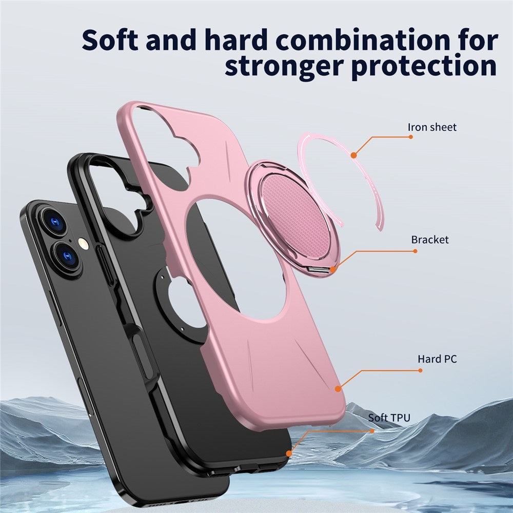 vEIDERWOOD iPhone 17 Case with Rotating Kickstand - MagSafe Compatible - Pink