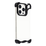 iPhone 16 Pro Two-Piece Metal Bumper Case with Stand & Lens Protector - Black