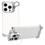 iPhone 16 Pro Two-Piece Metal Bumper Case with Stand & Lens Protector - Silver