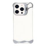 iPhone 16 Pro Two-Piece Metal Bumper Case with Stand & Lens Protector - Silver