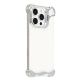 iPhone 16 Pro Two-Piece Metal Bumper Case with Stand & Lens Protector - Silver