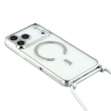 EIDERWOOD iPhone 17 Pro Max Flexible Plastic Case with Adjustable Strap - MagSafe Compatible - Transparent / Silver