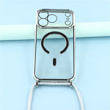 EIDERWOOD iPhone 17 Pro Max Flexible Plastic Case with Adjustable Strap - MagSafe Compatible - Transparent / Silver