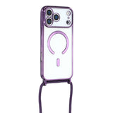 EIDERWOOD iPhone 17 Pro Max Flexible Plastic Case with Adjustable Strap - MagSafe Compatible - Transparent / Purple