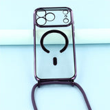 EIDERWOOD iPhone 17 Pro Flexible Plastic Case with Adjustable Strap - MagSafe Compatible - Transparent / Purple