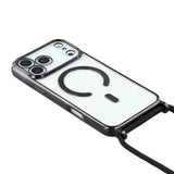 EIDERWOOD iPhone 17 Pro Flexible Plastic Case with Adjustable Strap - MagSafe Compatible - Transparent / Black