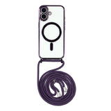 EIDERWOOD iPhone 17 Flexible Plastic Case with Adjustable Strap - MagSafe Compatible - Transparent / Purple