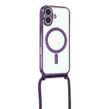 EIDERWOOD iPhone 17 Flexible Plastic Case with Adjustable Strap - MagSafe Compatible - Transparent / Purple