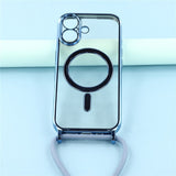 EIDERWOOD iPhone 17 Flexible Plastic Case with Adjustable Strap - MagSafe Compatible - Transparent / Blue