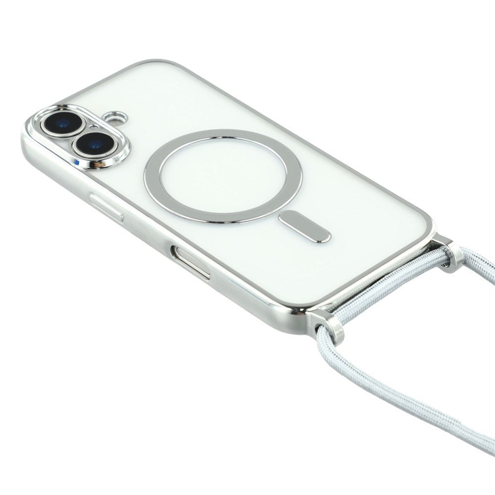 EIDERWOOD iPhone 17 Flexible Plastic Case with Adjustable Strap - MagSafe Compatible - Transparent / Silver