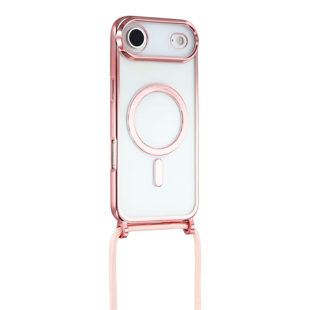 EIDERWOOD iPhone Air Flexible Plastic Case with Adjustable Strap - MagSafe Compatible - Transparent / Pink