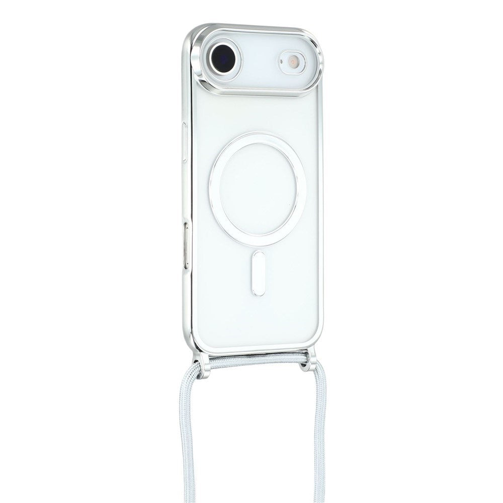 EIDERWOOD iPhone Air Flexible Plastic Case with Adjustable Strap - MagSafe Compatible - Transparent / Silver