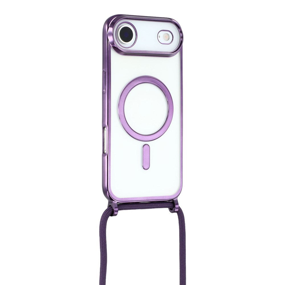 EIDERWOOD iPhone Air Flexible Plastic Case with Adjustable Strap - MagSafe Compatible - Transparent / Purple
