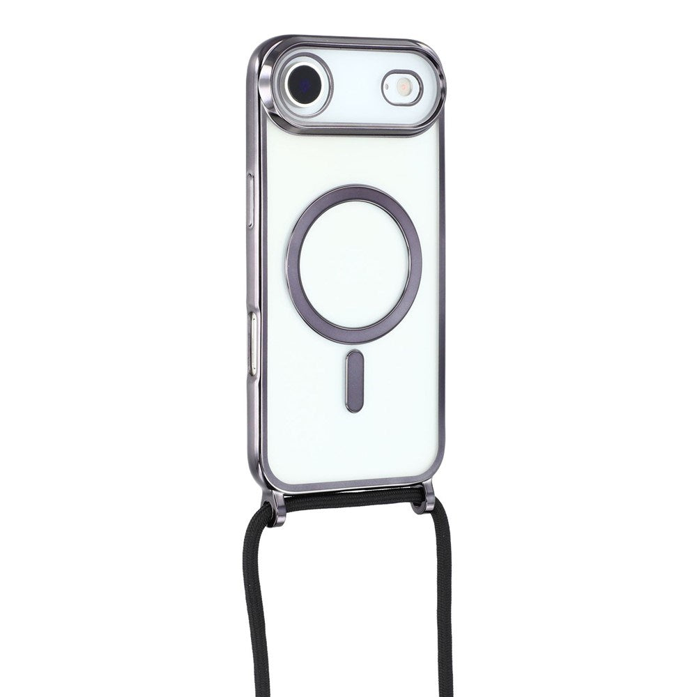 EIDERWOOD iPhone Air Flexible Plastic Case with Adjustable Strap - MagSafe Compatible - Transparent / Black