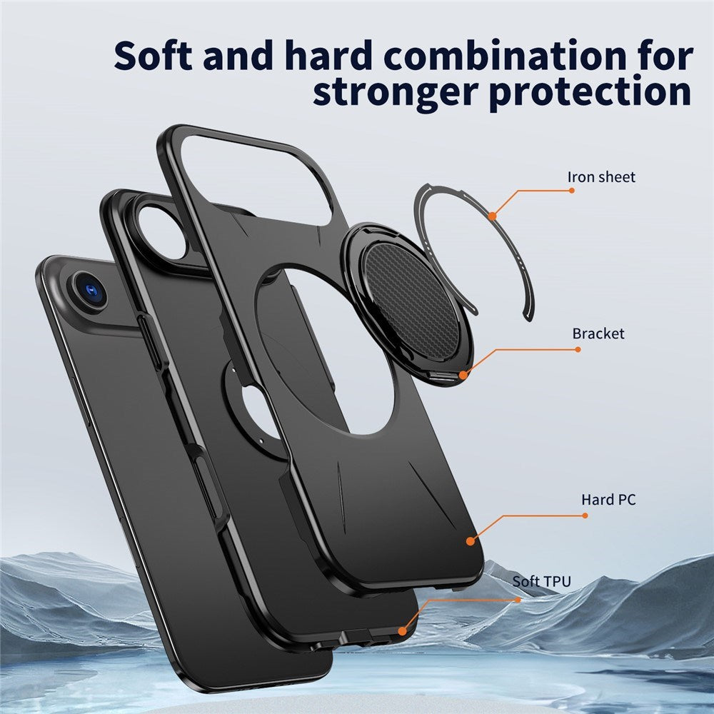 EIDERWOOD iPhone Air Case with Rotating Kickstand - MagSafe Compatible - Black