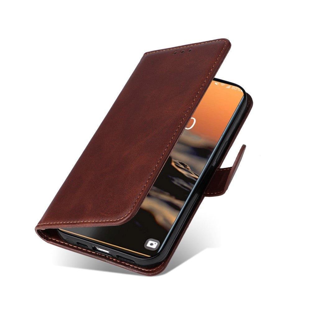 Samsung Galaxy S23 Ultra Leather Flip Case w. Wallet - Brown