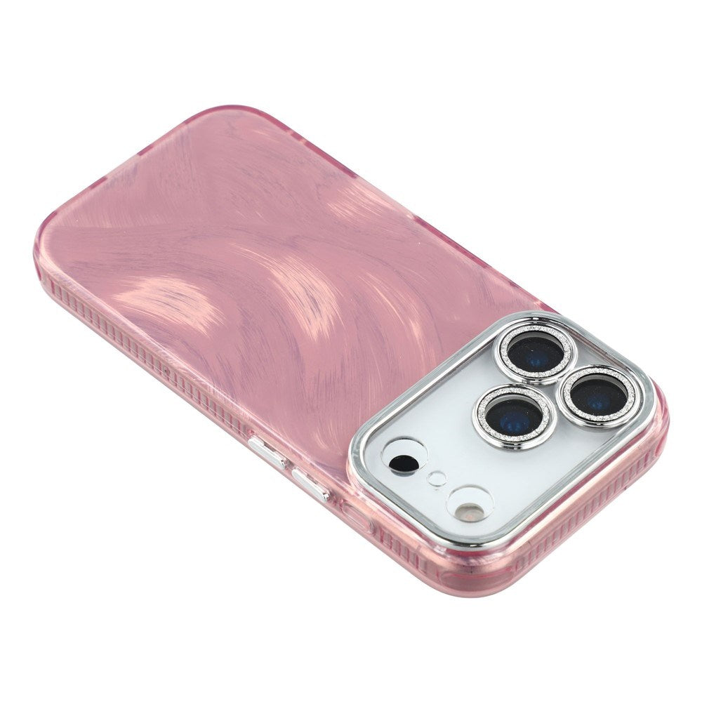 EIDERWOOD iPhone 17 Pro Hybrid Plastic Case with Built-in Camera Lens Protection - Brush Stroke Pattern / Pink