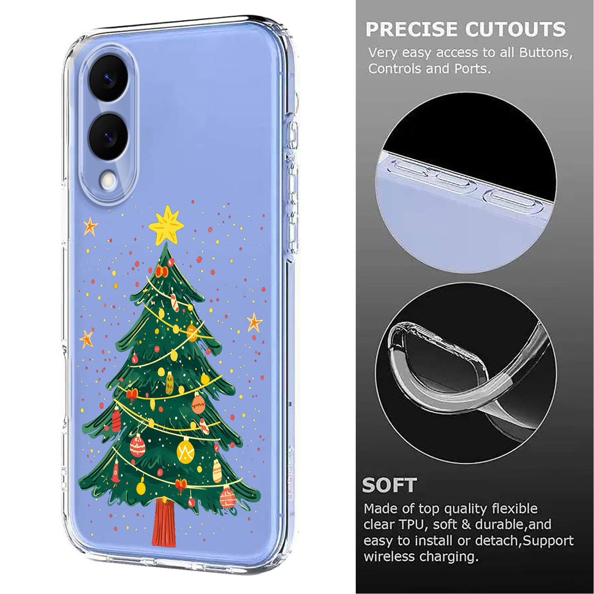 EIDERWOOD Samsung Galaxy S25 Edge Flexible Plastic Christmas Case with Motif - Transparent / Christmas Tree