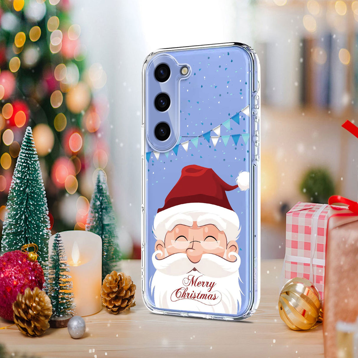 EIDERWOOD Samsung Galaxy S25 / S24 Flexible Plastic Christmas Case with Motif - Transparent / Santa Claus