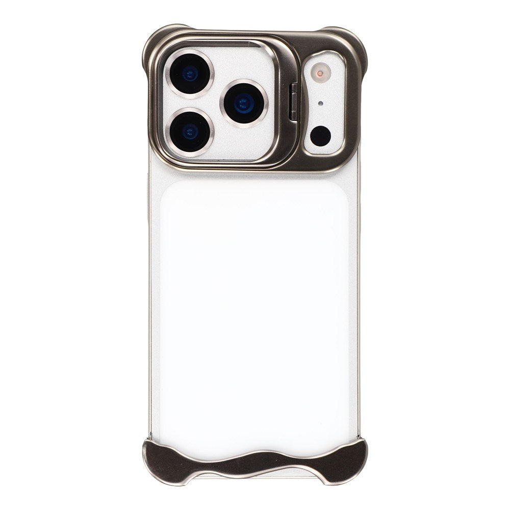 iPhone 17 Pro Two-Piece Metal Bumper Case with Stand & Lens Protector - Titanium