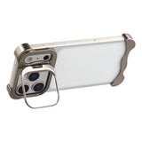 iPhone 17 Pro Two-Piece Metal Bumper Case with Stand & Lens Protector - Titanium