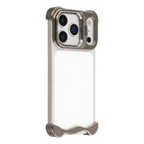 iPhone 17 Pro Two-Piece Metal Bumper Case with Stand & Lens Protector - Titanium
