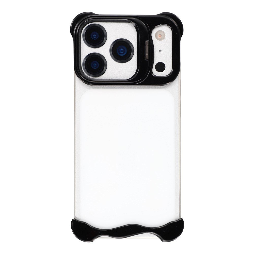 iPhone 17 Pro Two-Piece Metal Bumper Case with Stand & Lens Protector - Black