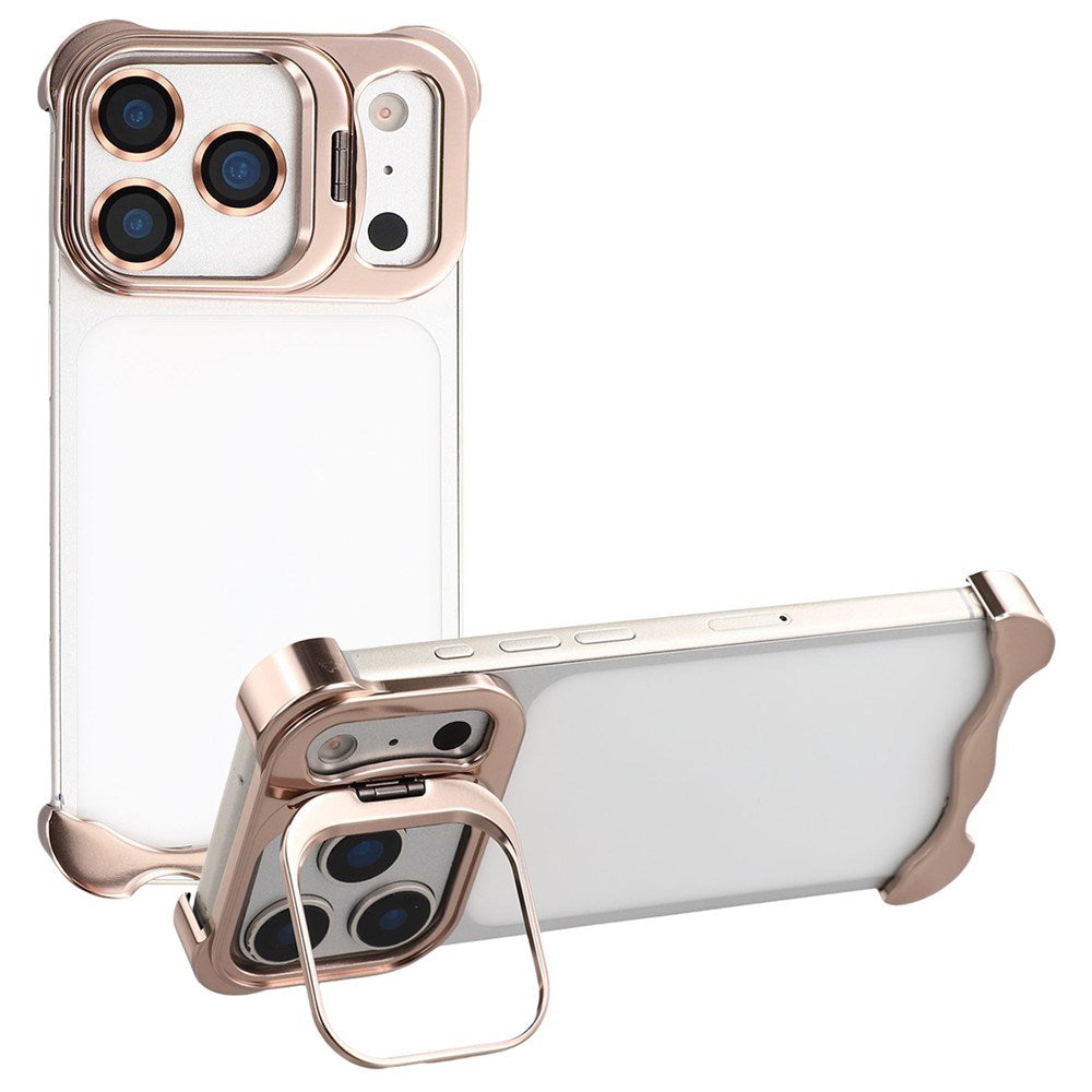 iPhone 17 Pro Two-Piece Metal Bumper Case with Stand & Lens Protector - Gold