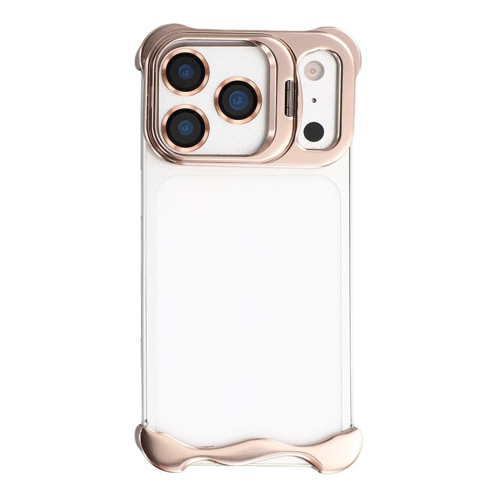 iPhone 17 Pro Two-Piece Metal Bumper Case with Stand & Lens Protector - Gold