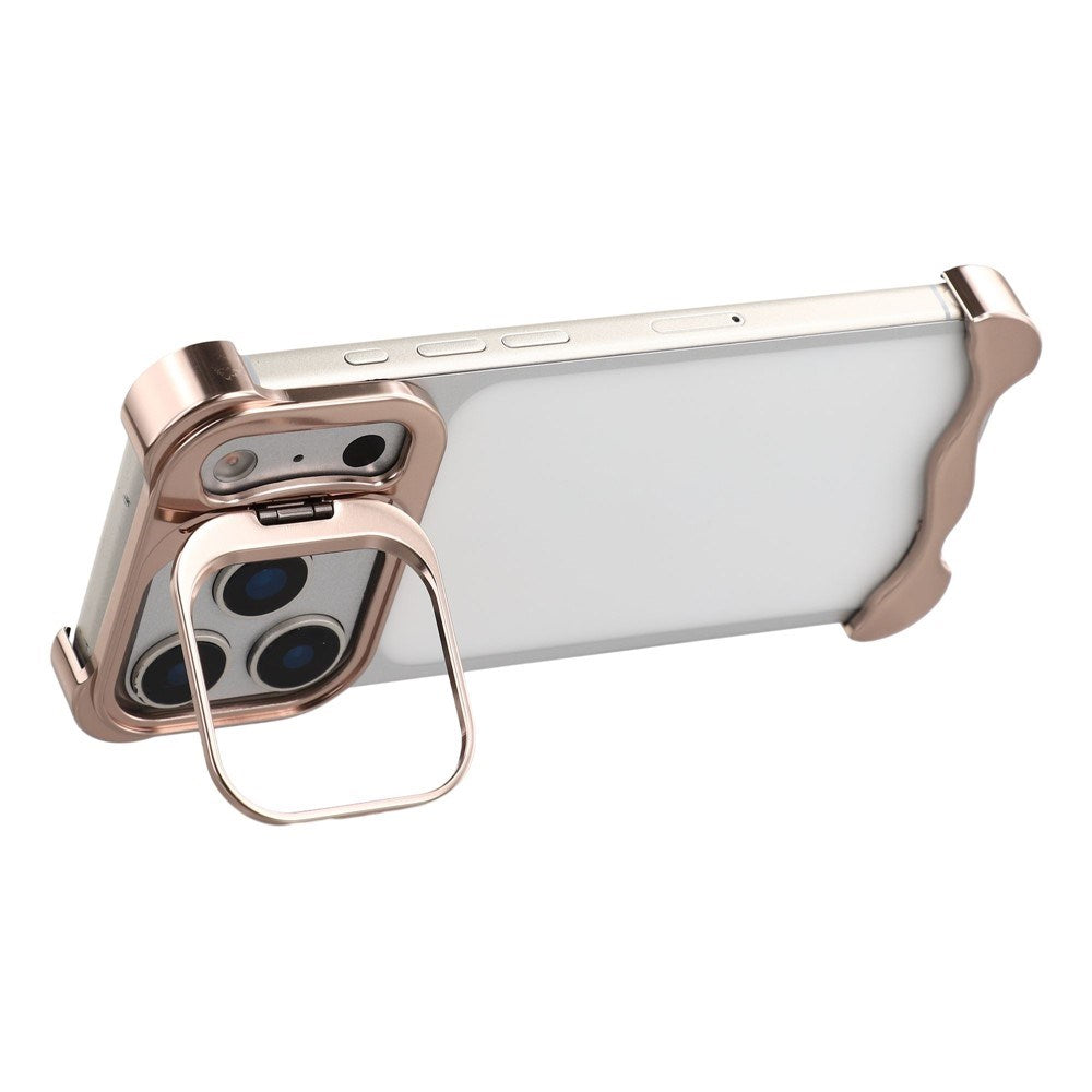 iPhone 17 Pro Two-Piece Metal Bumper Case with Stand & Lens Protector - Gold