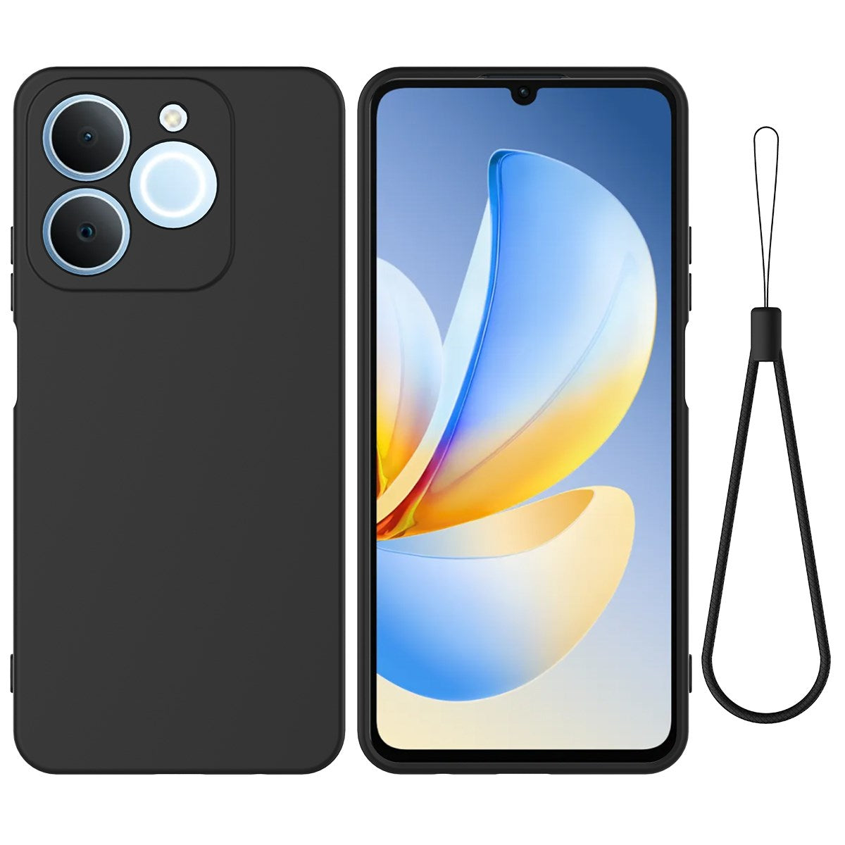 Realme Note 70T EIDERWOOD Lined Silicone Case with Strap - Black