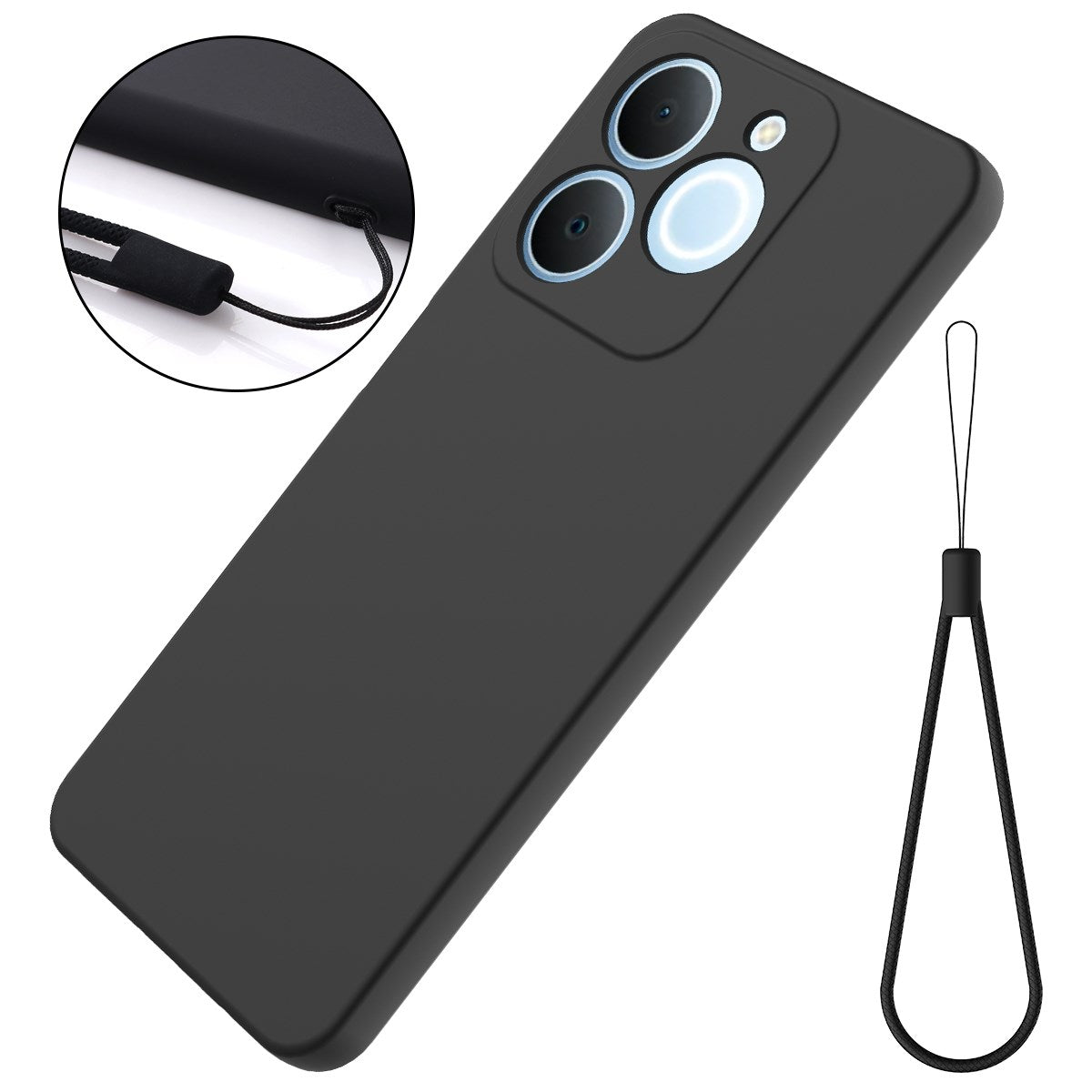 Realme Note 70T EIDERWOOD Lined Silicone Case with Strap - Black