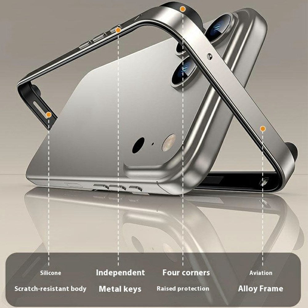 iPhone 17 Pro EIDERWOOD Metal Bumper Case with Reinforced Silicone Corners - Dark Blue