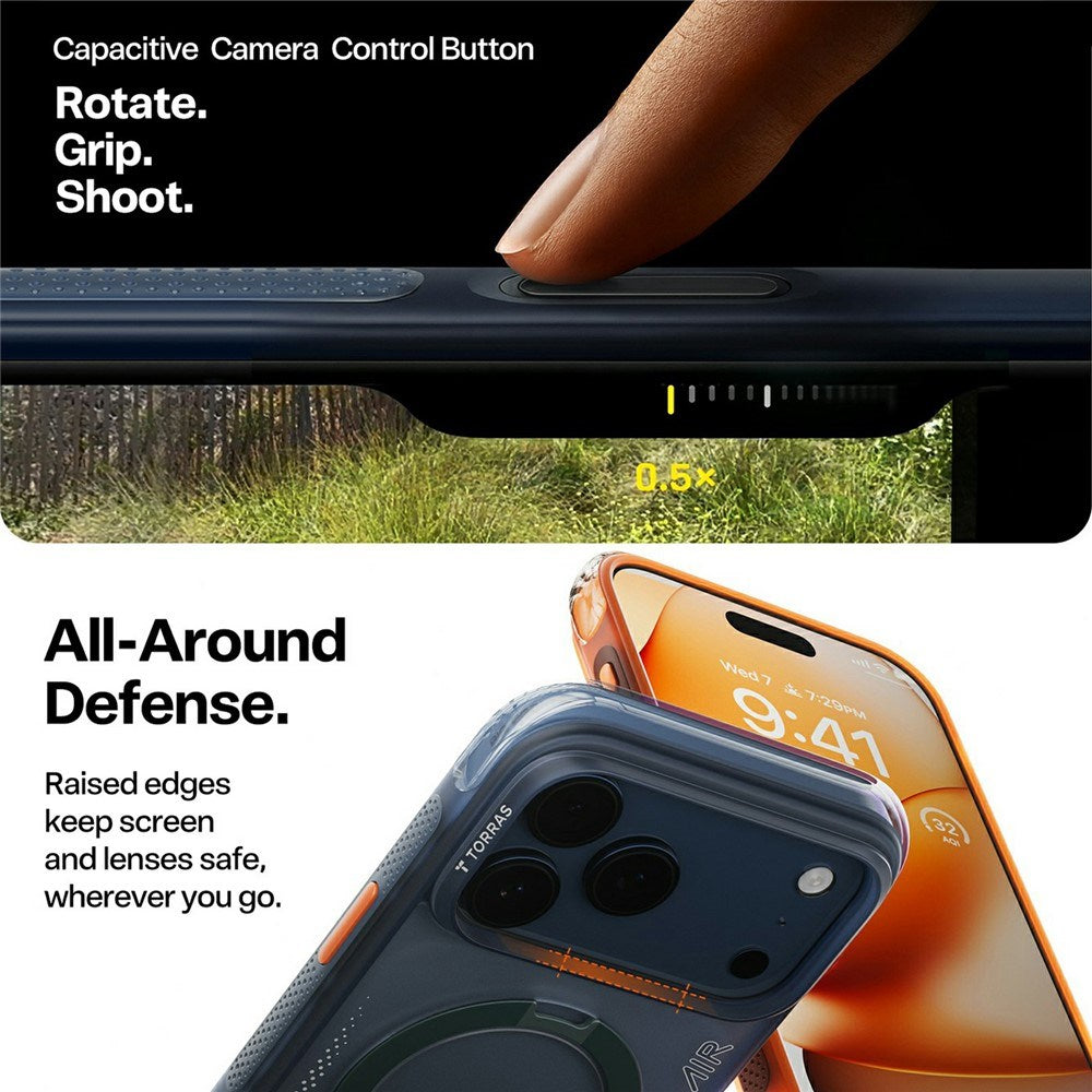 iPhone 17 Pro TORRAS Ostand Q3 Air Case with Kickstand - MagSafe Compatible - Orange