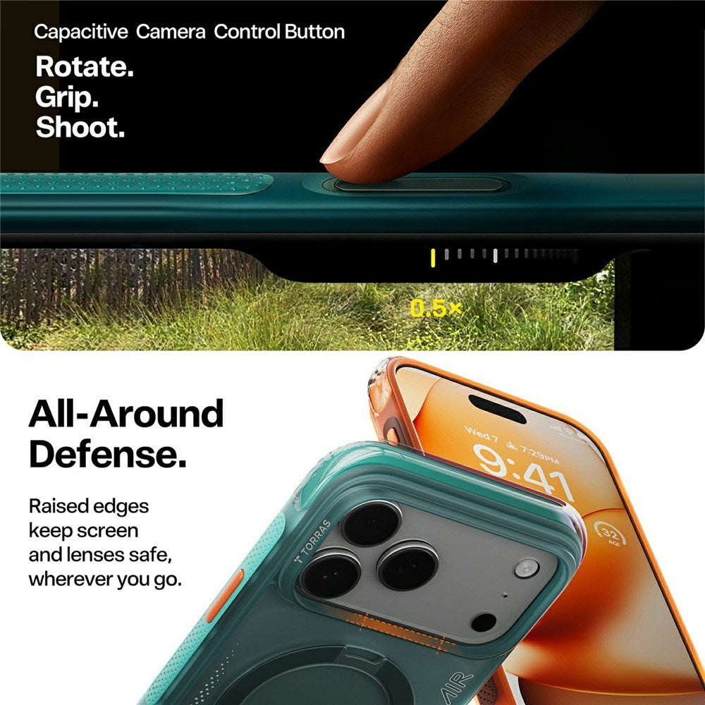 iPhone 17 Pro TORRAS Ostand Q3 Air Case with Kickstand - MagSafe Compatible - Green