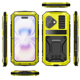 iPhone 17 R-JUST Hybrid Rugged Case with Built-In Screen Protector & Kickstand - Yellow