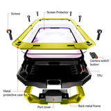 iPhone 17 R-JUST Hybrid Rugged Case with Built-In Screen Protector & Kickstand - Yellow