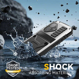 iPhone 17 R-JUST Hybrid Rugged Case with Built-In Screen Protector & Kickstand - Silver