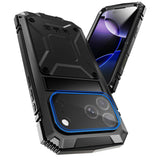 iPhone 18 Pro Max / 17 Pro Max R-JUST Hybrid Rugged Case with Built-In Screen Protector & Kickstand - Black
