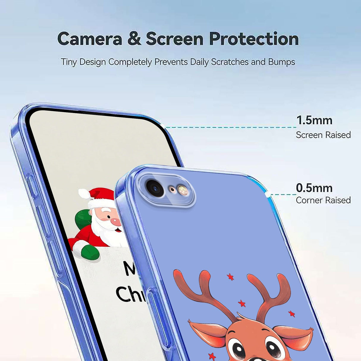 EIDERWOOD iPhone SE (2022 / 2020) / 8 / 7 Flexible Plastic Christmas Case with Motif - Transparent / Reindeer