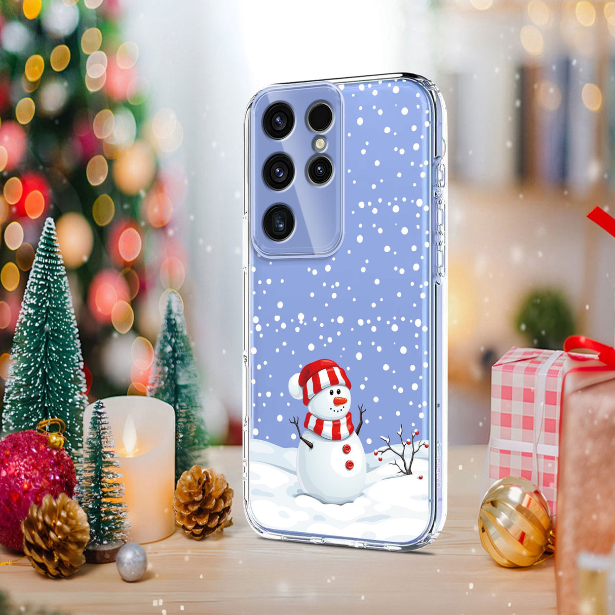 EIDERWOOD Samsung Galaxy S23 Ultra Flexible Plastic Christmas Case with Motif - Transparent / Snowman