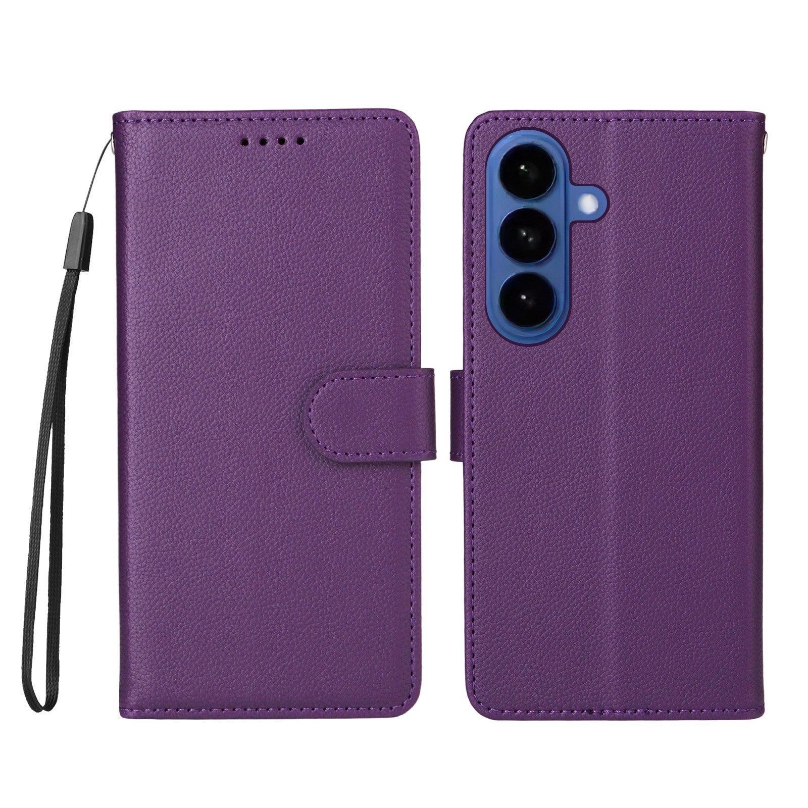 Samsung Galaxy S26 / S26 Pro EIDERWOOD Faux Leather Flip Case with Strap - Purple