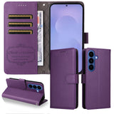 Samsung Galaxy S26 / S26 Pro EIDERWOOD Faux Leather Flip Case with Strap - Purple