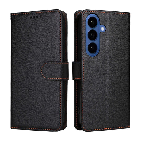 Samsung Galaxy S26 / S26 Pro EIDERWOOD Faux Leather Flip Case with Strap - Black