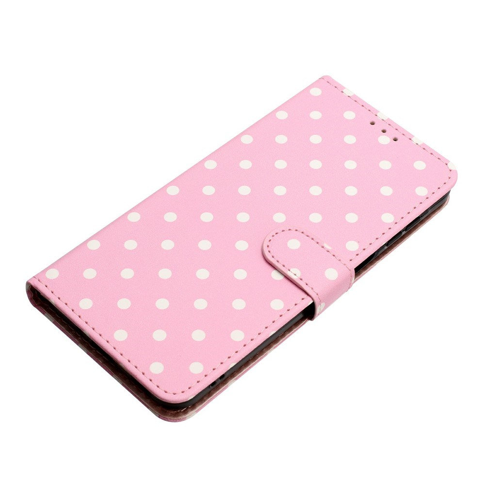 EIDERWOOD iPhone 17 Faux Leather Flip Case w. Polka Design - Light Pink