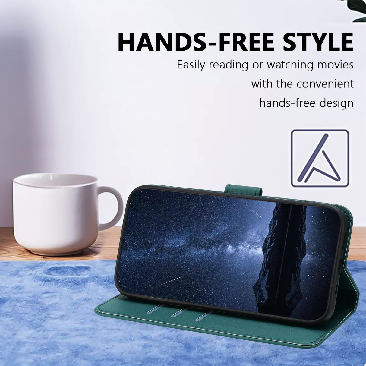 Honor Magic8 Lite EIDERWOOD Faux Leather Flip Case with Card Holder & Stand Function - Green