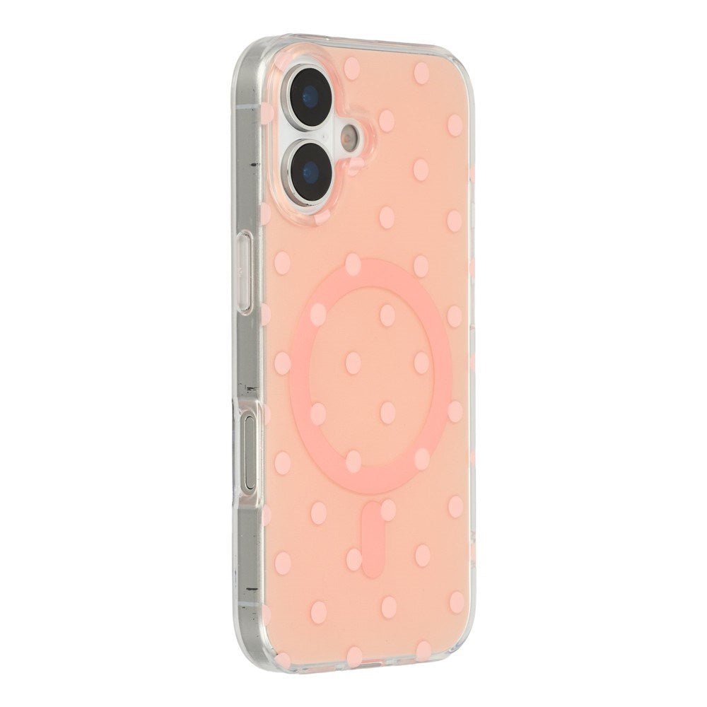 EIDERWOOD iPhone 17 Hybrid Case with Polka Design - MagSafe Compatible - Transparent / Pink
